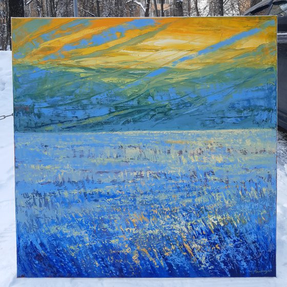 Blue Field II 90x90cm