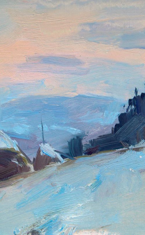Snowy evening in the mountains by Aleksandr  Kryushyn