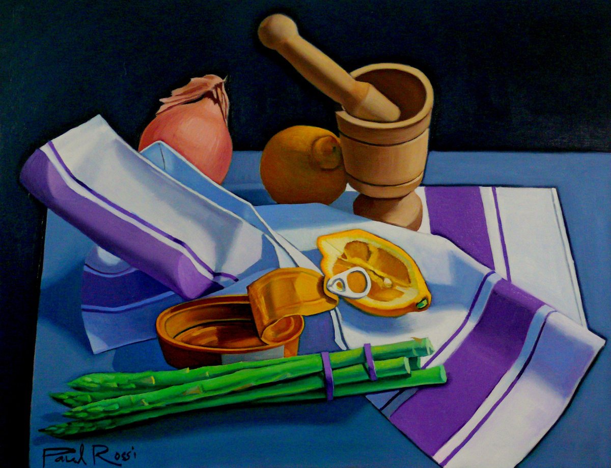 Still Life Oil Painting By Paul Rossi, 18 X 14", Still-Life With Tuna Can, Original Artwork