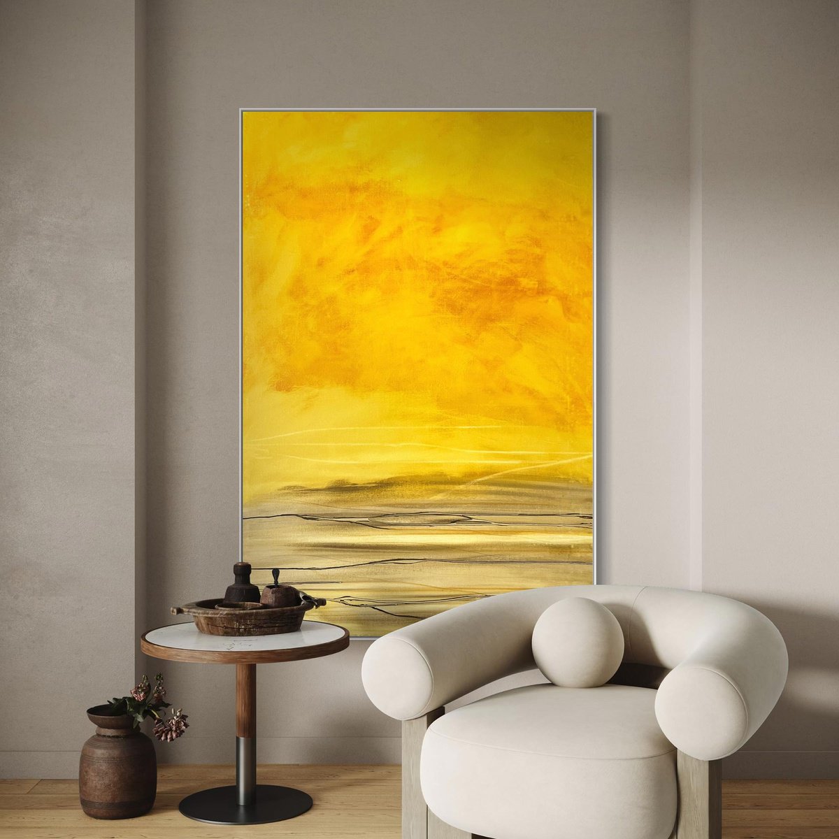 Expressive Abstract Acrylic Painting By Cheryl Harrison, 39 X 59, Warm And Cosy, Original Artwork