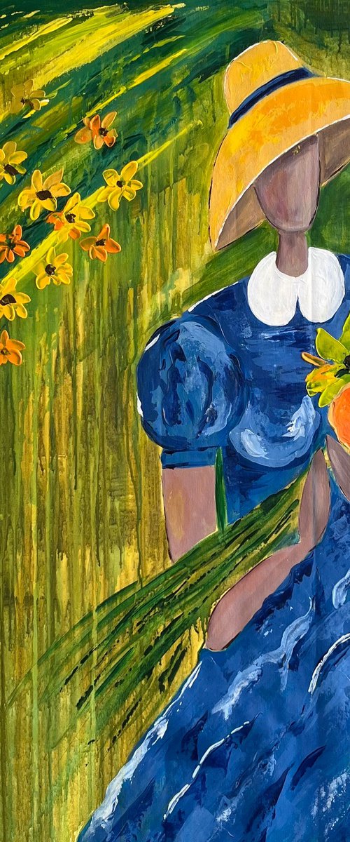 Woman with Sunflowers Painting by Halyna Kirichenko
