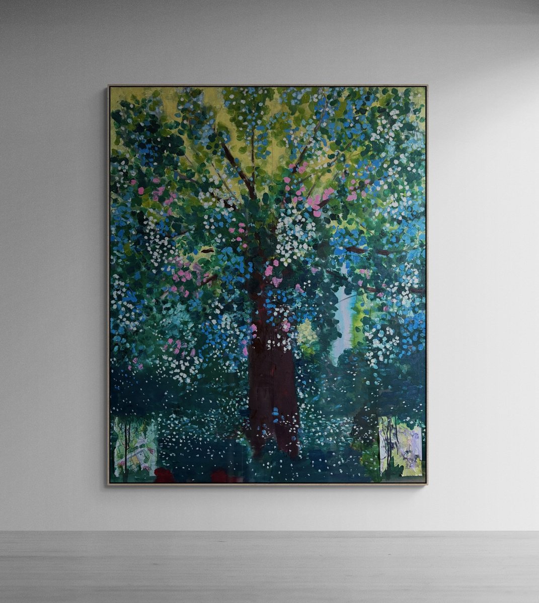 Abstract Landscape Painting By Gela Mikava, 63 X 79, Architectures Of Bloom, Original Artwork