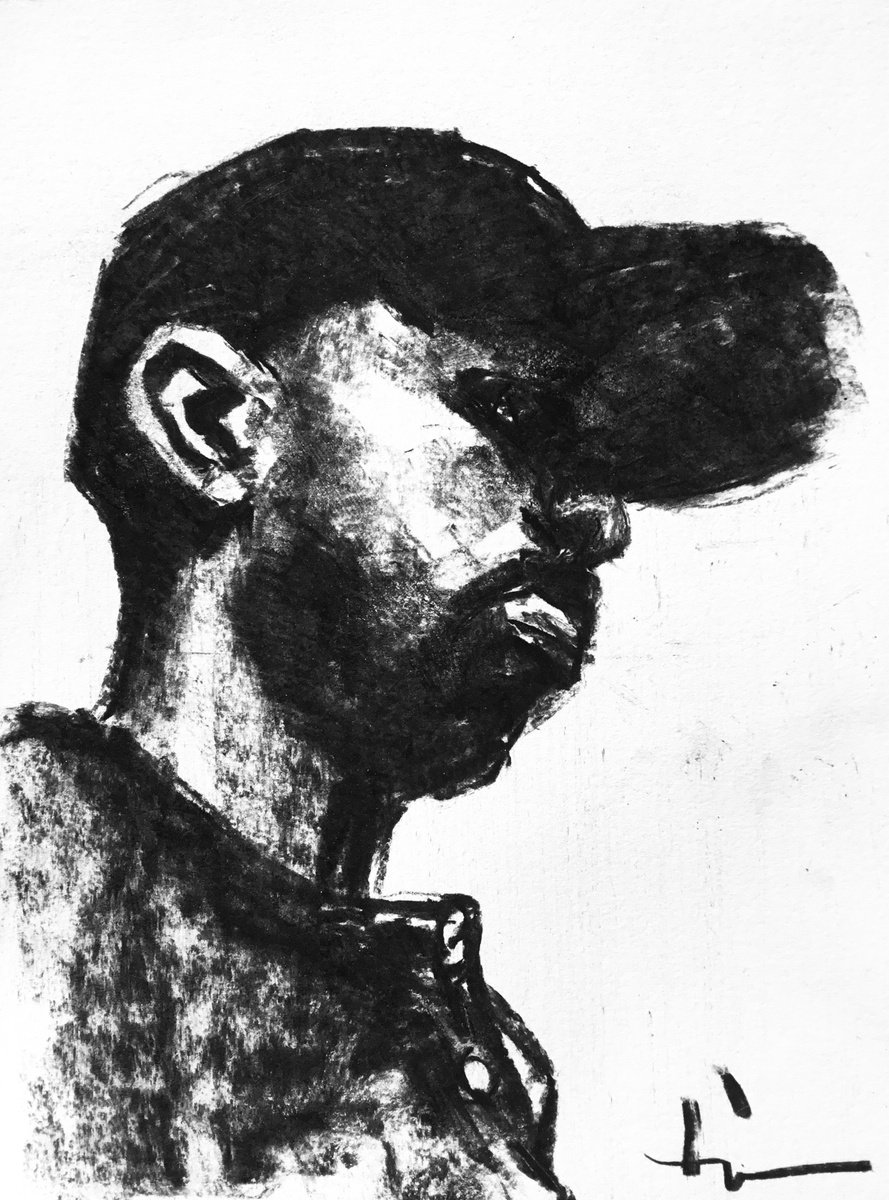 Expressive Charcoal Drawing , Mansur By Dominique Deve, 9 X 13, Artwork For Sale On Artfinder