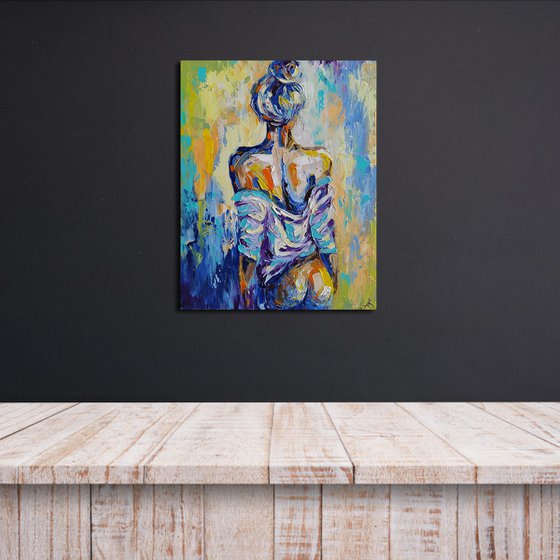 Morning time -  nude, erotic, body, woman, woman body, oil painting, a gift for him, gift for man, nu