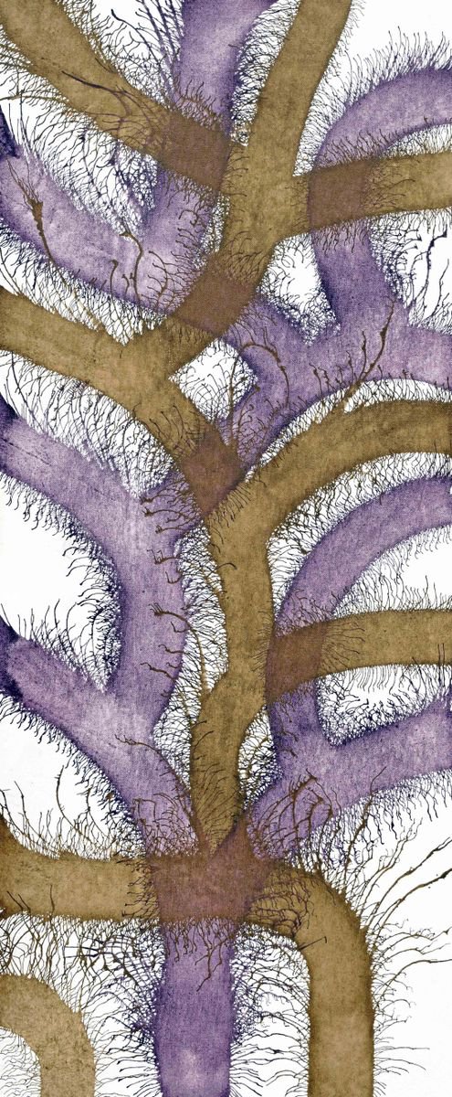 Abstract Acrylic Painting By Sumit Mehndiratta, 18 X 45", Exploflora Series No. 38, Original Artwork