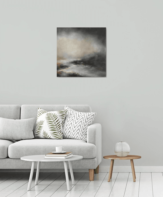 Love of heaven and love of earth 60X60 cm - tranquility painting ANY SIZE gray wall art light gray abstract painting modern art monochrome art minimalism painting calm wall art (2019)