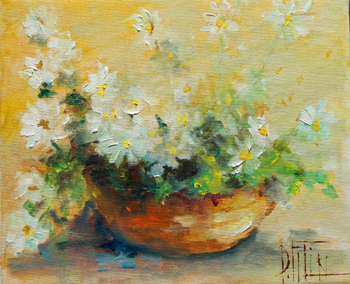 Impressionistic Still Life Oil Painting By Pavel Filin, 12 X 10", My Flowers5, Original Artwork