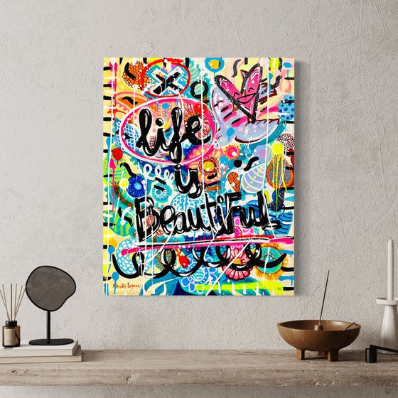 Life is Beautiful 9 (65x81cm) ready to hang