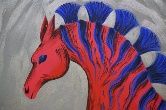 Red zebra-horse