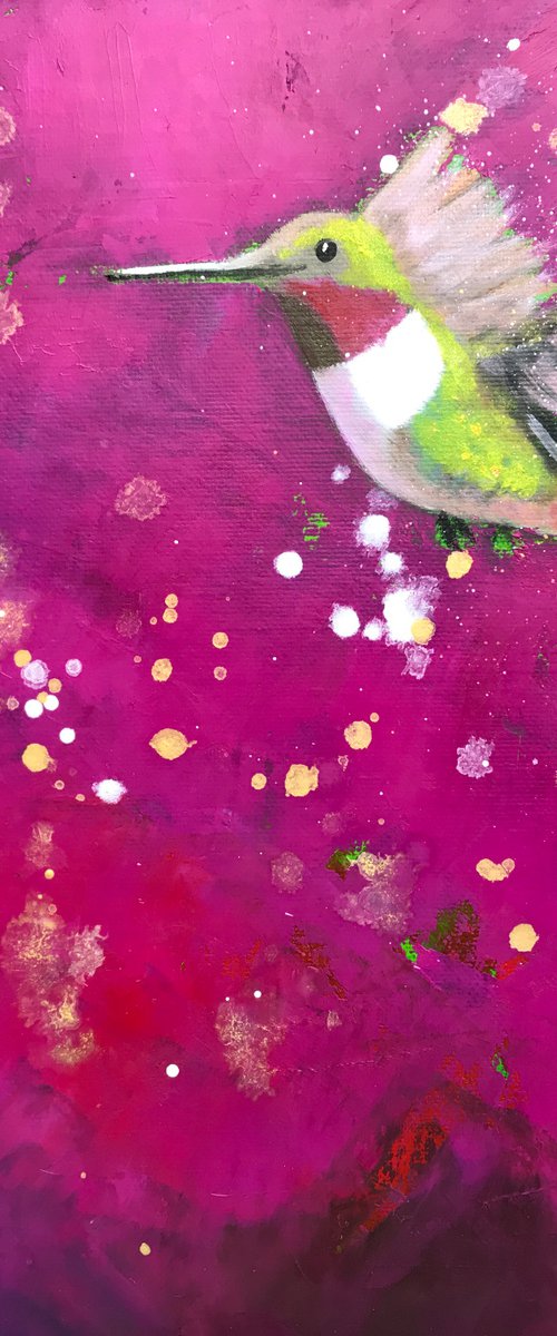 Hummingbird ~ on Magenta by Laure Bury