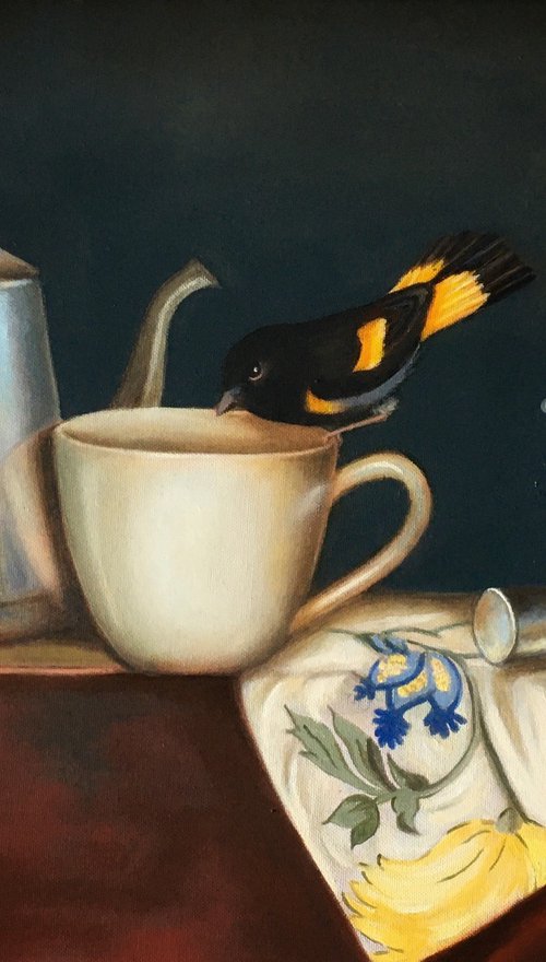 Teapot, Cup and Bird by Priyanka Singh