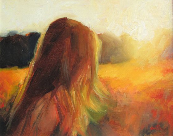 Sunset-Impressionist oil painting.