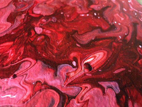 "Big Red" - FREE USA SHIPPING - Original Abstract PMS Fluid Acrylic Painting - 16 x 20 inches