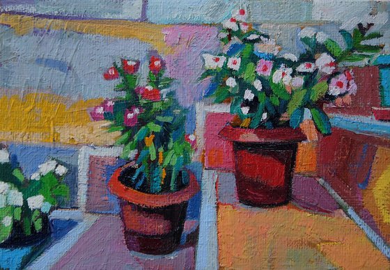 Stairs and Flowers / 16.2 x 11.2 x 0.3cm