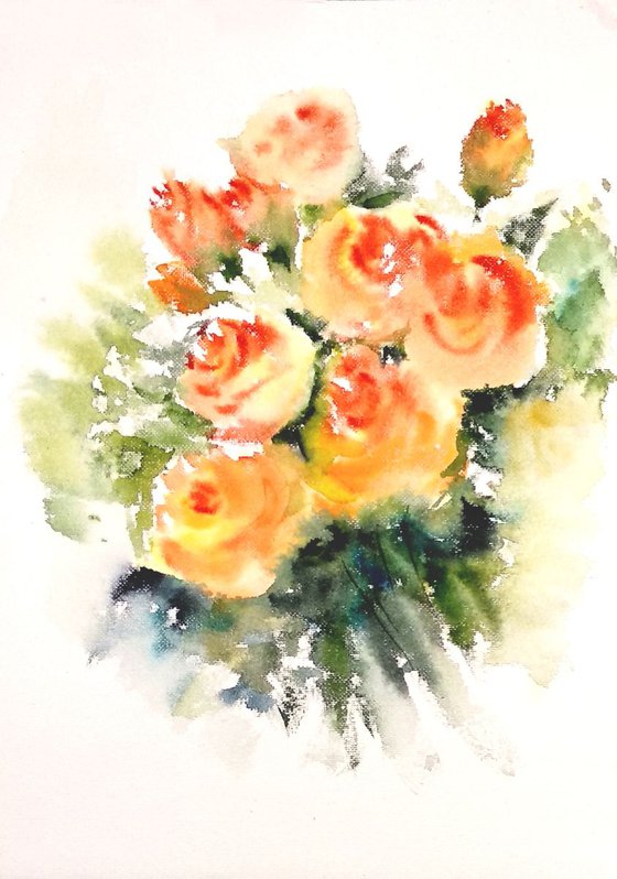 Cream-Orange Roses