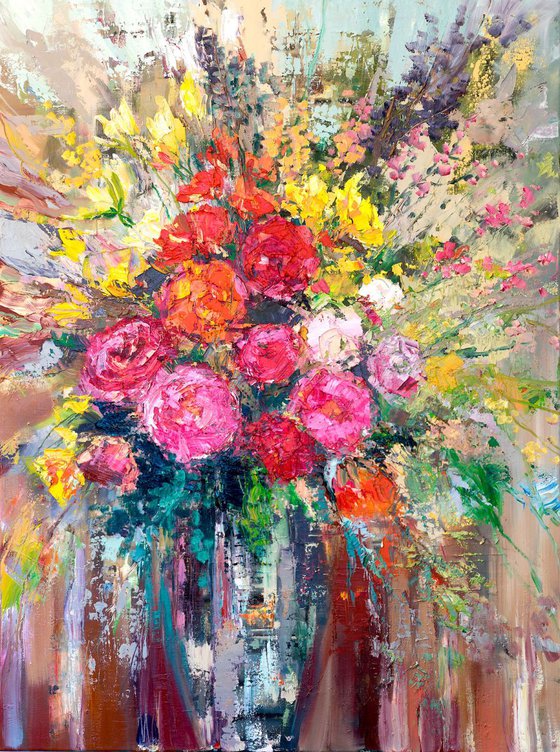 'Roses and tulips bouquet'