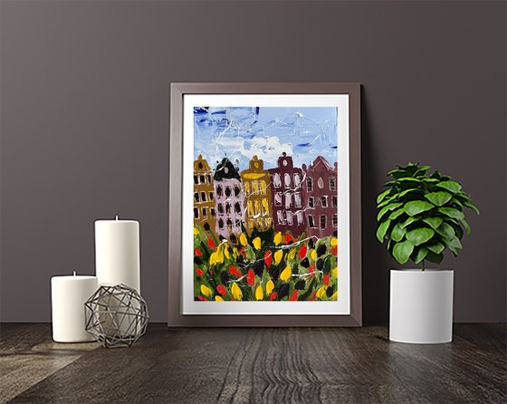 Amsterdam Tulips Painting