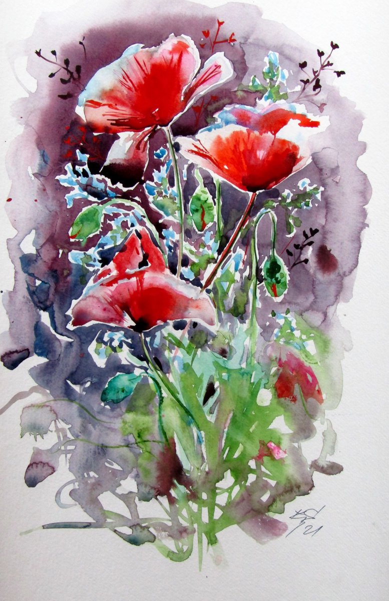 Beautiful red poppies/38 x 25 cm/ by Kovcs Anna Brigitta