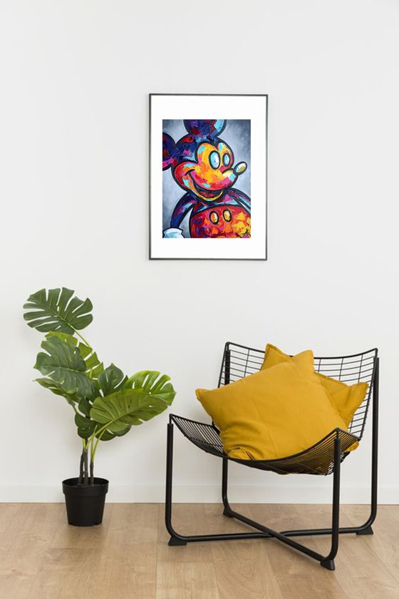 Mickey Mouse - oil painting, for children, gift for child, cartoon, cartoon character, for children's rooms