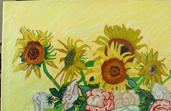 Sunflowers and Roses, Van Gogh Hommage