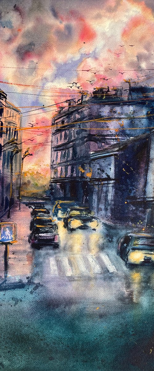 City After The Rain 3 by Valeria Golovenkina