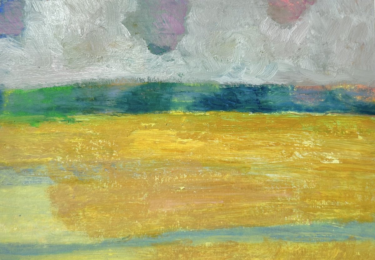 Expressive Landscape Pastel Drawing By Kimberley Day, 8 X 6", Purbeck Study - Arne, Original Artwork