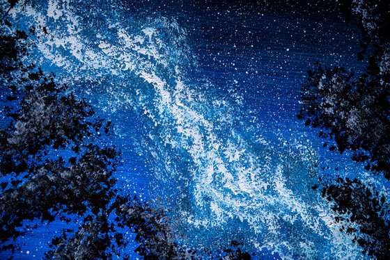 Dark trees under the shining moon