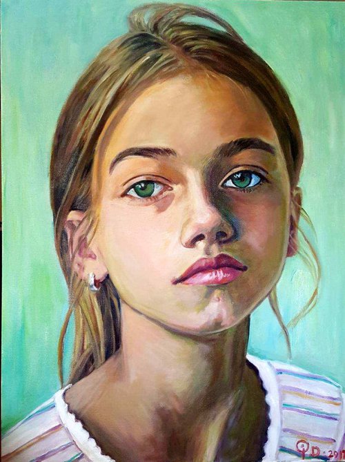 Youth 2， Large Oil painting 30“x40”，Contemporary by QI Debrah