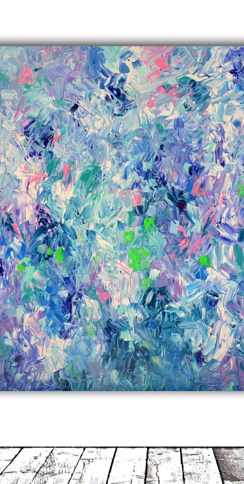 Camille in Giverny Garden - XXL 120x100 cm Big Painting, - Large Canvas Abstract Painting - Ready to Hang, Canvas Wall Decoration by Soos Tiberiu
