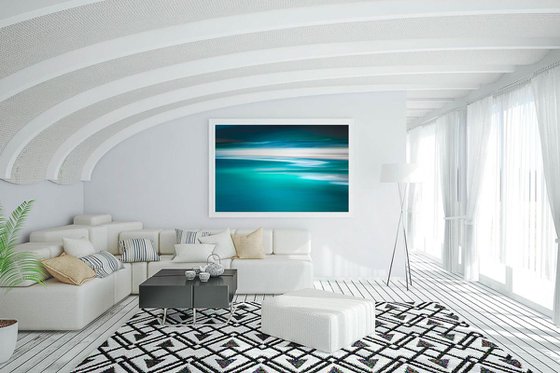 Teal Effusion - Teal and white canvas seascape