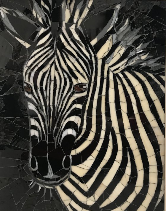 Glass mosaic Zebra african animal art
