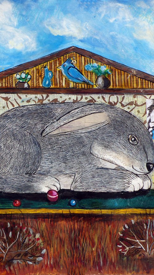 Bunny in the house by Elizabeth Vlasova