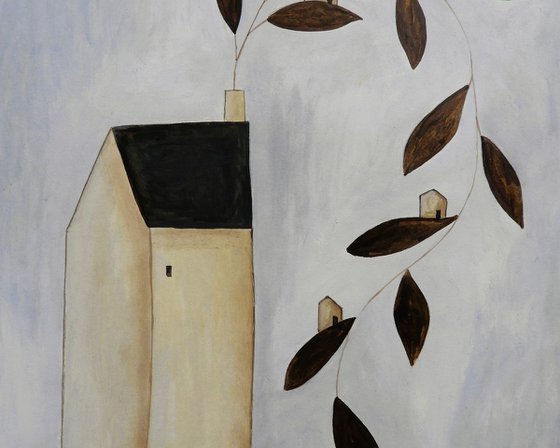 Plant growing through the roof of the house