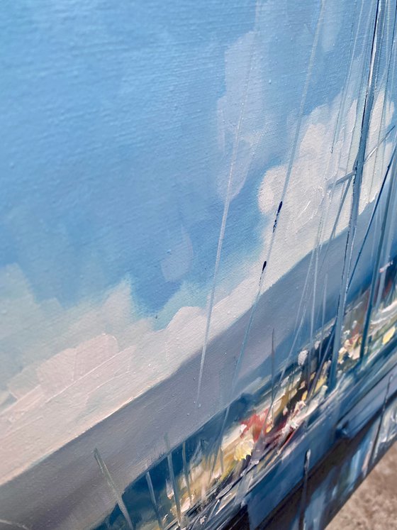 "Yachts"original oil painting by Artem Grunyka