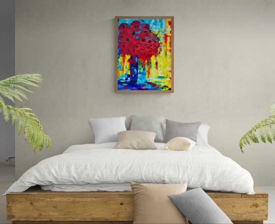 Crimson Bouquet in Blue