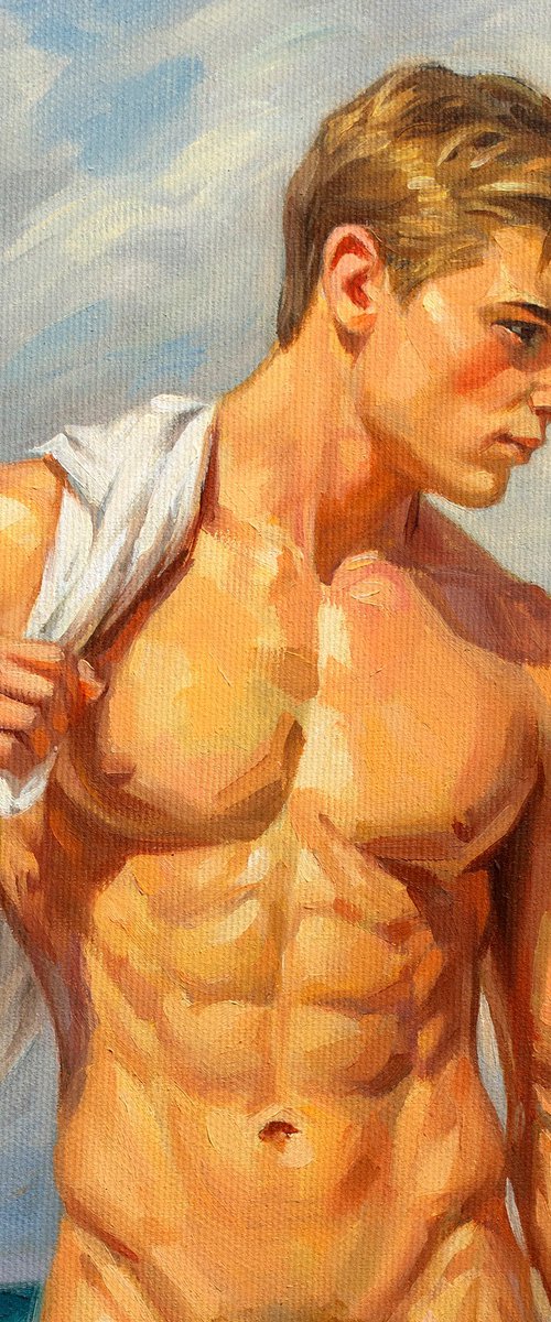 NUDE MAN ON THE BEACH by Yaroslav Sobol
