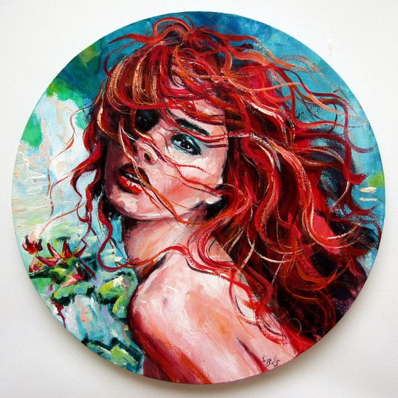 Girl with water lily