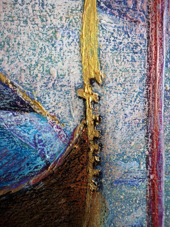 Venetian Golden Gondolas: linen, oil