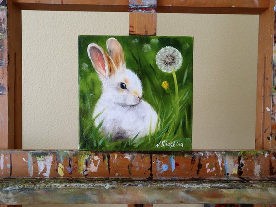 White Rabbit with Dandelion