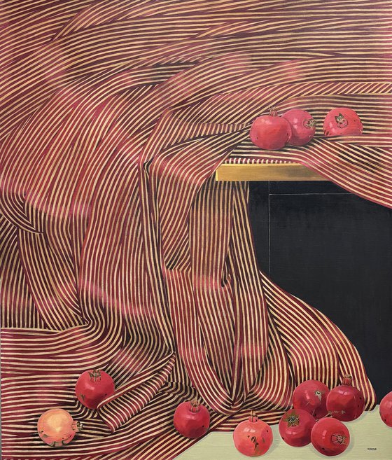 Pomegranates and red silk