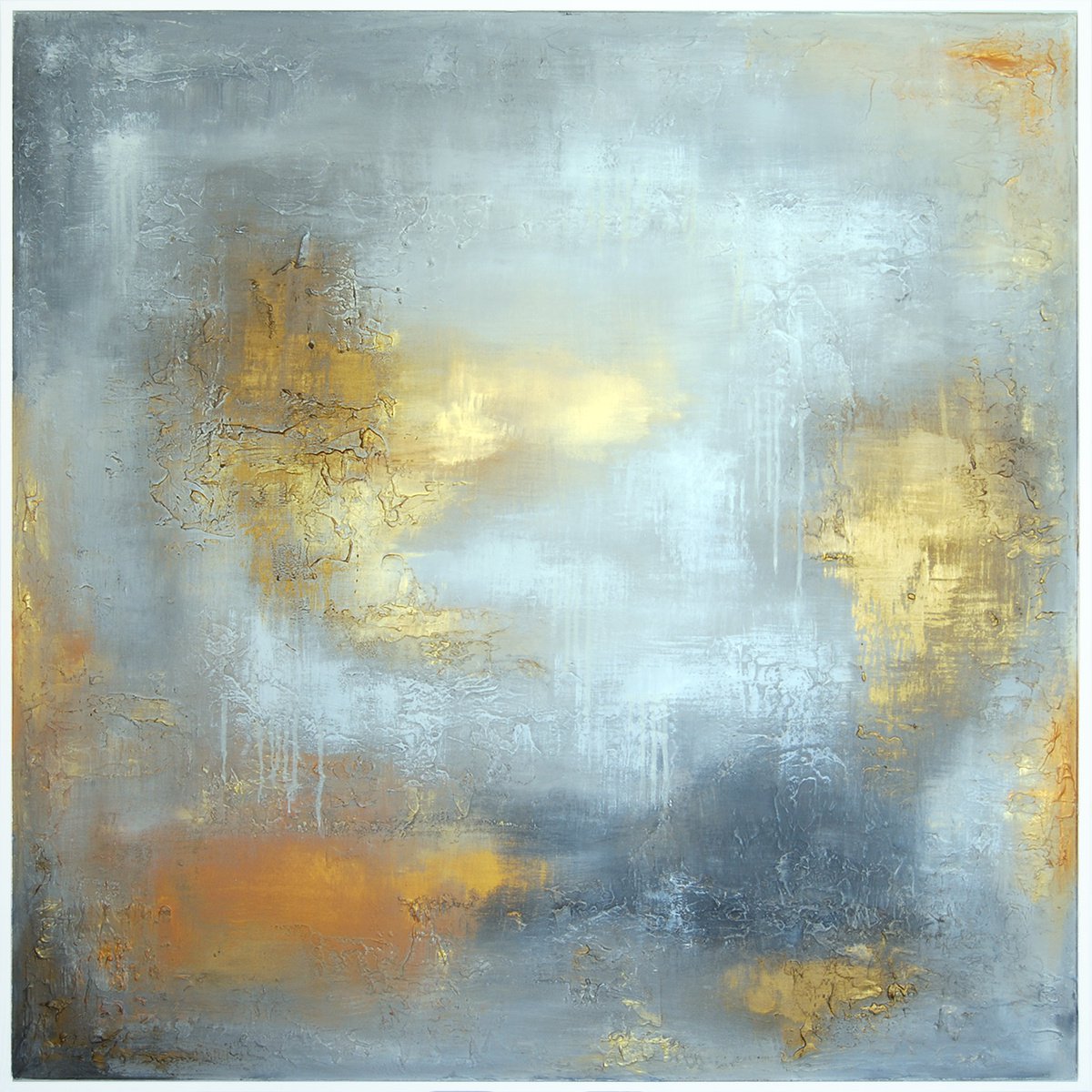 Abstract art - RICHNESS AND FAME - LARGE SQUARED 42 X 42 ABSTRACT LANDSCAPE by VANADA ABSTRACT ART