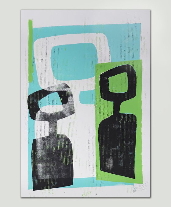 Abstract Family Portrait  - Art on paper - Affordable  Art Gift - A2 42x59,4cm - 36J