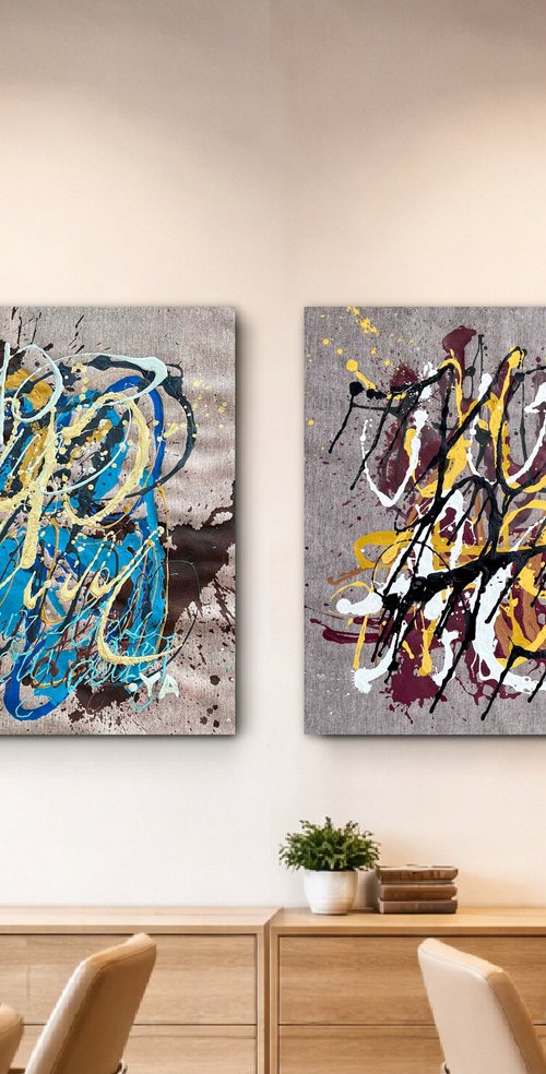 Workspace wall art - Diptych by Bogdana Antoniuk