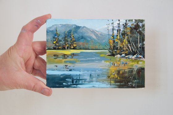 Nordic Landscape. Oil Painting. Miniature.