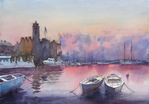 Adriatic sunset by Goran Žigolić Watercolors