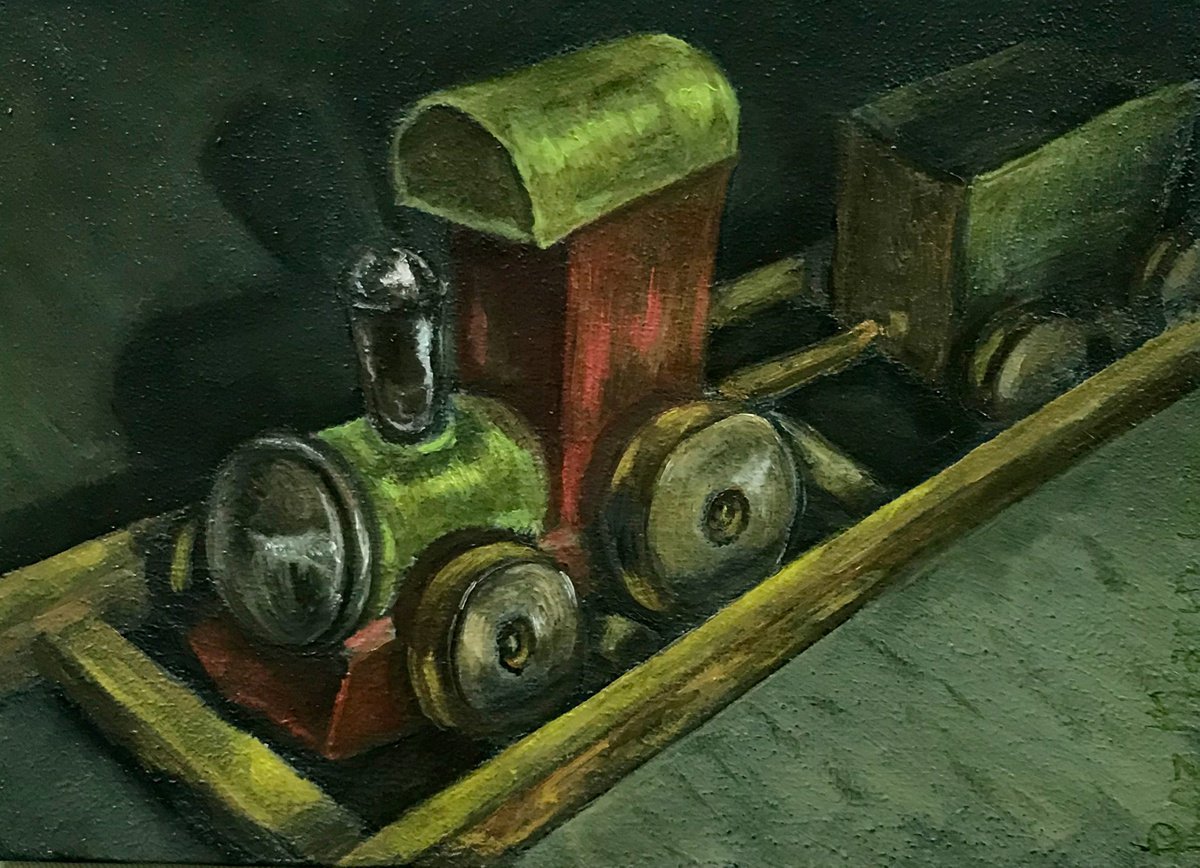 Wood train Old Toy collection by Marina Deryagina