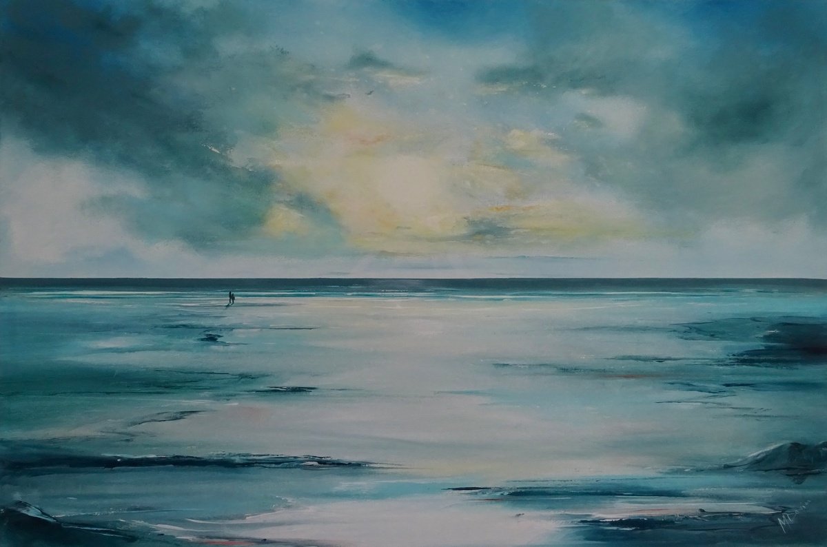 Impressionistic Landscape Oil Painting By Mel Davies Original Art, 35 X 24", One Moment Intime, Original Artwork