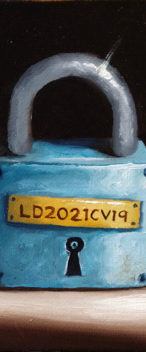 2021 Lockdown Padlock #4 still life by Jane Palmer Art