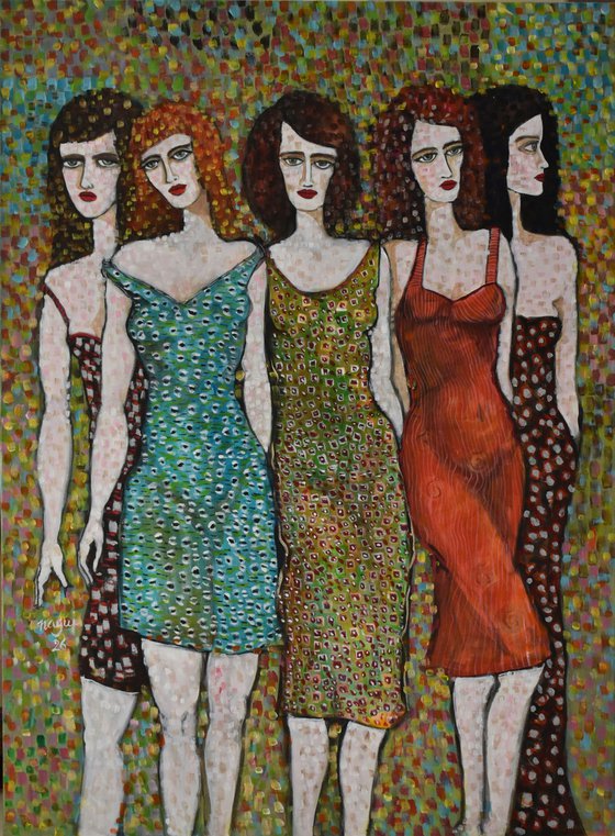 Five women posing