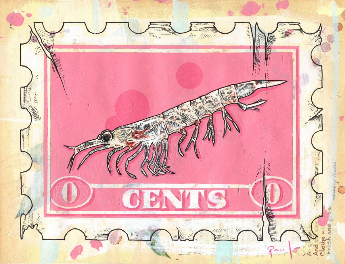 Illustrative Animal Acrylic Painting By Paul Ward, 14 X 12", Nonsense, Original Artwork